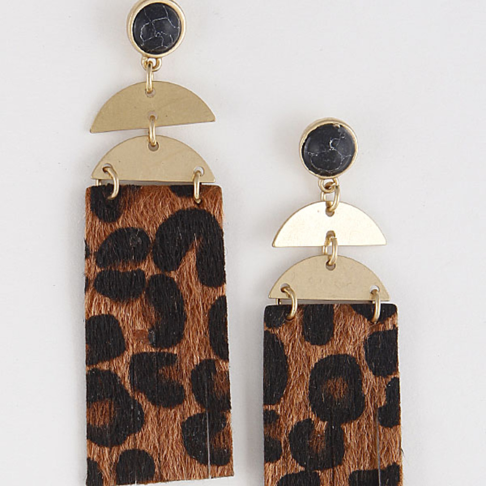 Unique leopard fringe drop earring. Pack 6 pcs